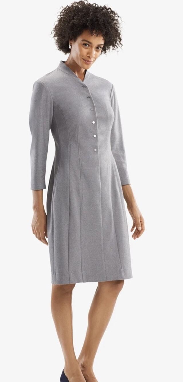 M.M. Lafleur The Scarlet Dress Flannel Gray Sz 2 3/4 Longsleeve Tailored Nice!